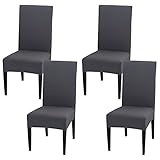 Padgene Universal Stretch Stuhlhussen, Abnehmbare Stuhlbezug Sitz Stuhl Esszimmer überzug Stuhlüberzu Abdeckungen Hussen für Husse Hotel Party Bankett (Grau, 4er Set)