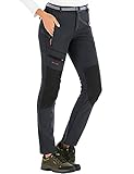 DAFENP Damen Wanderhose Outdoorhose Wasserdicht Softshellhose Winddicht Winter Warm Gefüttert Skihose Snowboardhose Trekkinghose (small, Grau)