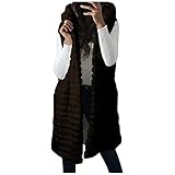 Mantel Damen Winter Lang Frauen Kunstpelz Kurze Kapuzenweste Ärmellose Weste Body Warmer Jacke Mantel Outwear Winter Jacke Parka Mantel Winterjacke Warm Kunstfell Premium Wintermantel Outdoorjack