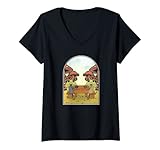 Damen Cottagecore Aestehtic Frosch Garn Stricken Goblincore T-Shirt mit V