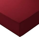 Amazon Basics Spannbetttuch, Mikrofaser, Burgunderrot, 140 x 200 x 30 