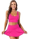 TiaoBug Damen Sexy Schulmädchen Kostüm Crop Top Kurzarm Sommer T-Shirt bauchfrei Super Kurz Rock Frauen Erotik Dessous Unterwäsche Cosplay Kleidung Hot Pink C M