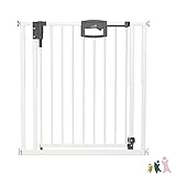 Geuther 4792+ Easylock Plus Türschutzgitter, Türgitter, Treppenschutzgitter (Passung: 80,5 cm - 88,5 cm, ohne Bohren, extra hohes Babygitter, in zwei Richtungen öffenbar, Sicherheitsverschluss), Weiß