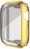 für Apple Watch Series 7 41 mm 45 mm galvanisierte TPU-Schutzhülle, stoßfeste, vollflächige, weiche Smartwatch-Schutzhülle (41mm, Gold)