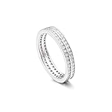 Aimsie Damen Ring, Verlobungsring, S925 Silber Doppelring Band Ring Solitärring Eheringe Trauringe Größe 49 (15.6)