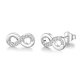 Infinity Damen-Ohrstecker, Bo&Pao Unendlichkeitszeichen Ohrringe 925 Sterling Silber Zirk