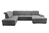 CAVADORE Wohnlandschaft Lexi / Große U-Form mit XXL-Longchair rechts und Federkern / Leichte Fleckenentfernung dank Soft Clean / 329 x 82 x 224 / Flachgewebe: G