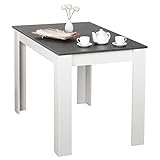 RICOO Esstisch klein 110 x 75 x 68 cm Küchen-Tisch Esszimmer-Tisch Weiss & Betonoptik Grau – WM088-WM-BG