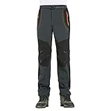 HolAngela Herren Gefüttert Outdoorhose Wasserdicht Skihose Warm Softshellhose Funktionshose mit Reiß