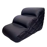 JIUYECAO Extra breite tiefe Hundetreppe Leder hochdichter Schaumstoff Haustiertreppe Sofa Bett Leiter für Katzen abnehmbar für Reinigung Langlebig
