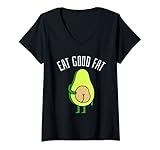 Damen Eat Good Fat Lustiges Avocado-Design für Dietitiker T-Shirt mit V