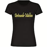 VIMAVERTRIEB® Damen T-Shirt Dortmund - Dortmunder Mädchen - Druck:gelb - Shirt Frauen Fußball Fanartikel Fanshop - Größe:XL schw