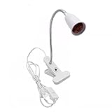 Clip-on-Glühbirnenhalter E27, flexible Klemmleuchte mit 1,8 m Kabel mit Stecker und Schalter E27 Edison-Schraube Lampenfassung Sockel Schreibtischlampe Clip am Bettlicht (keine Glühbirne)