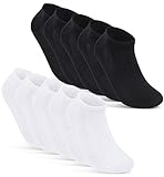 10 Paar Sneaker Socken Herren Damen Schwarz Weiß Grau Baumwolle Mesh 16510 (43-46 Schwarz+Weiß)