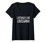 Damen ICH MAG LOUISIANA Lustiger amerikanischer Staat T-Shirt mit V