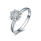 ANAZOZ 18 Karat Weißgold Damen Diamant 750 Trauringe, Klassischer Solitär Ring Zart Hochzeitsring Verlobungsring Eheringe Diamantring Größe 66 (21.0) Echtschmuck