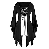 SHIZUANYUE Gothic Kleidung Damen Kleid Punk Steampunk Minikleid Schnürung Party Vintage T-Shirtkleid Karneval Halloween Cosplay Ballkleid Mit Kapuze Mittelalterliche Kleid Retro Alternative Bekleidung