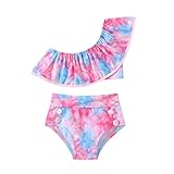 JERFER Batik Badeanzug für Kleinkinder Baby Spitze Trägerloser Süßer Eleganter Bikini Kinder Klassische Retro Sommer Strandbademode mit Hoher T