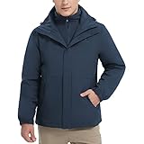 CAMEL CROWN Herren Winterjacke Warme 3 in 1 Skijacke Winddichte Fleecejacken wasserdichte Outdoorjacke Herren Hardshelljacken Camping Wintermantel, Blau, L