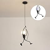 RMane Pendelleuchte Eisen Kreativer Kronleuchter Hängeleuchte Deckenleuchte für Kinderzimmer Schlafzimmer Wohnzimmer Foyer Küche - E27 Modern - Lampe nicht Enthalten (Schwarz)