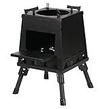 NFSHAN Camping holzofen faltbar,Zeltofen/Holzofen Tragbar Ofen Campingkocher Holzvergaser Klapp für Outdoor Camping Picknick BBQ(Color:Black,Size:Large)