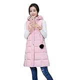 Tekaopuer Fleece-Hoodies für Damen, mittellange Baumwolle, modisch, schlank, einfarbig, lockerer Kapuzenmantel, Z1-pink, 42