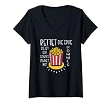 Damen Rettet die Erde Klimawandel Umweltschutz Fastfood Pommes T-Shirt mit V