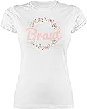 JGA Junggesellenabschied Frauen - Braut Blumenkranz rosa - L - Weiß - Braut Tshirt - L191 - Tailliertes Tshirt für Damen und Frauen T-S