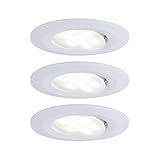 Paulmann 99927 LED Einbauleuchte Calla rund 3er Set incl 3x6W IP65 Einbaustrahler Weiß matt Schranklicht Kunststoff Einbaulampe 4000