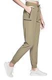 liysawg Damen-Cargohose, leicht, schnell trocknend, Caprihose, sportliche Jogginghose, Workout, Freizeit, Outdoor-Aktivitäten, Reißverschlusstaschen, 01-Hose, Khaki, M
