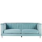 Beliani 3-Sitzer Sofa Samtstoff hellblau modern Arvik