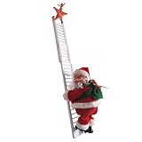 Kletterleiter Santa Claus, Upgrade Elektrische Klettern Singen Santa Claus Auf Leitungsseil Swing Music Geschenkbox - Weihnachten Plüsch Puppe Figur, 2 Stück