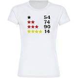 T-Shirt Deutschland Vier Sterne mit Jahreszahlen auf der Brust Trikot Damen weiß Gr. S-2XL - Fanshirt Fanartikel Fanshop Trikot Fußball EM WM Germany,Größe:XL