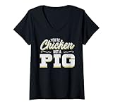 Damen Chicken Pig Witty Agile Project Management Funny PM Coach T-Shirt mit V