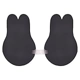 Vorne Clip Kaninchen Schnalle selbstklebend BH trägerlos klebrig unsichtbar Silikon Push Up für rückenfreies Kleid Lift Pasties für Frauen, ebenholz,