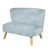 roba Kindersofa „Lil Sofa“ für Jungen und Mädchen, bequeme Kindercouch mit stabilen Holzfüßen und Samtstoff in der Farbe Sky/Hellblau, Kinder-Sitzmöbel-Serie „Lil Sofa“ fürs Kinder- oder Baby