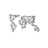 Hoagard Metal World Map Black Weltkarte aus Metall Schwarz | 60cm x 100cm | Geometrische Metallwandkunst, Wanddek