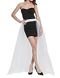 FEOYA Damen Langer Tüllrock 4 Lagen Tüll Maxirock Elastischer Bund Halb Tutu Hochzeit Brautjungfer Festlich Rock