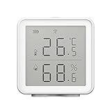 Thermometer Hygrometer 2 in 1 Wifi für Heimthermometer Drahtlos digital mit Fernbedienungssensor Feuchtigkeitssensor mit großem hintergrundbeleuchtetem LCD für Innenräume Büro Gew