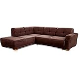 Cavadore Ecksofa 'Modeo' / Sofa-Ecke mit Federkern und modernen Kontrastnähten / Hochwertiger Mikrofaser-Bezug in Wildlederoptik / Holzfüße / Maße: 261x77x214 cm (BxHxT) / Farbe: B