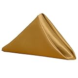 CLGrich 12 Stück Stoffservietten, Polyester-Abendessenservietten Mit Besatz, Waschbare Servietten, Hochdichte Naht, Ideal Für Hochzeiten, Partys, Weihnachtsessen (Gold,50 * 50)