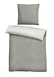 biberna 0840500 Wende-Bettwäsche Garnitur mit Kopfkissenbezug Melange-Flanell 1x 135x200 cm + 1x 80x80 cm, sturmg