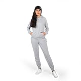 HEYO Jogginganzug Damen Set Freizeitanzug Modern Hoodie mit Kapuze Hose Trainingsanzug HDD01 (Grau, S/M)