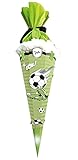 Ursus 9870019  Schultüten-Bastelset Easy Line Fußball grau, 6-eckig, aus vorgestanzter 3D-Colorwellpappe 260 g/qm, 68 cm, Durchmesser ca. 20 cm, zum Basteln Einer individuellen Zuckertüte, grü