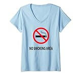 Damen Schild für Nichtraucher T-Shirt mit V