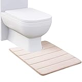Homaxy Memory Foam rutschfeste Weiches Vorleger Toilette mit Ausschnitt 50 x 60 cm, Saugfähig Badematte Stand WC, Waschbar Badteppiche für WC, Beig