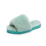 Damen Memory Foam Herren Hausschuhe,Warme rutschfeste Baumwollpantoffeln, modische und Bequeme Pantoffeln-Grün_35,Bequeme und warme Baumwollp