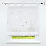 CORLIF Raffrollo mit Schlaufen Transparente Raffgardine Voile Küche Kleinfenster mit Heiße Silberne Dreieck-Raffrollos Weiß BxH 45x150cm 1 Stück