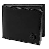 Geldbörse Herren Leder 'Norge' – Tri-Fold Herren-Portemonnaie RFID-Blocker – 6 Karten-Fach, Ausweis-Fach, Großes Zusatzfach, Scheinfach, Kleingeldfach – Norwegian Black