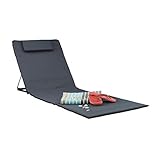 Relaxdays Strandmatte, gepolsterte Sonnenliege mit Kopfkissen, verstellbare inkl. Tragetasche Strandliege Deluxe XXL, Anthrazit, 2XL (1er Pack)